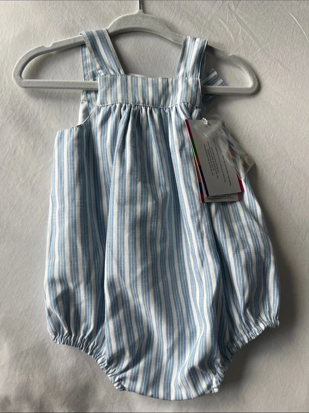 Blue Stripe Baby Bubble Romper by